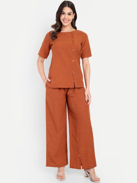 RAISHREE Round Neck Top & Trousers Co-Ords
