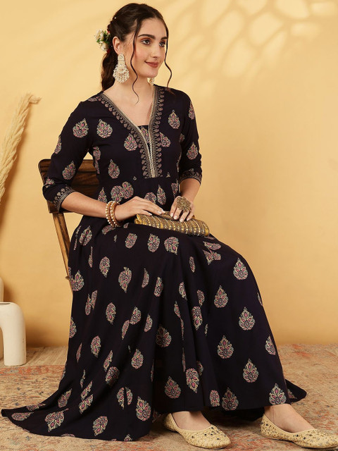 GULMOHAR JAIPUR Women Ethnic Motifs Printed Anarkali Kurta