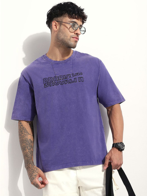 Difference Of Opinion Mens Acid Washed Oversized Embroidery Tshirt