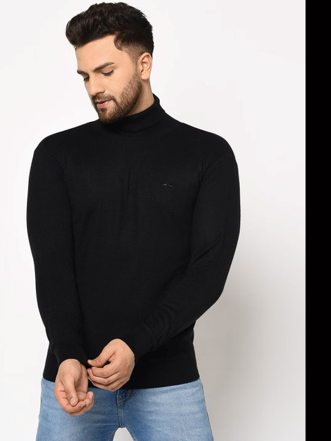 ALONE EAGLE Men Turtle Neck Slim Fit T-shirt