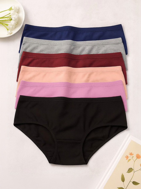 FiveFlag Pack Of 6 Combed Cotton Hipster Briefs