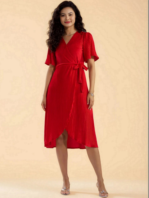 DressBerry Flared Sleeve Velvet Midi Dress - Image 3
