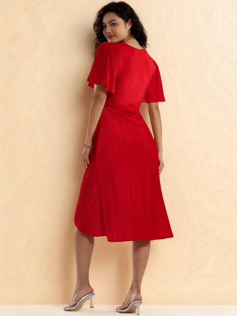DressBerry Flared Sleeve Velvet Midi Dress - Image 6