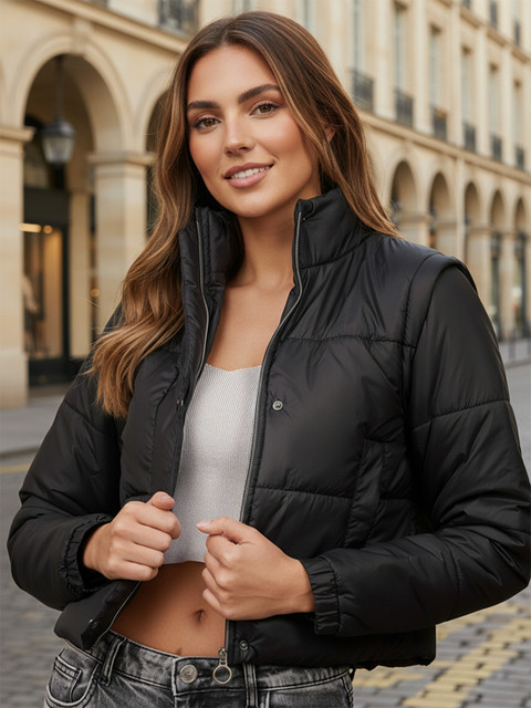 Freehand by The Indian Garage Co Mock Collar Padded Jacket