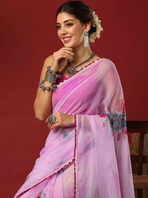 SANISA Floral Poly Georgette Saree - Image 5