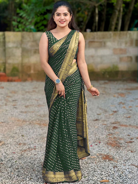 SANISA Woven Design Zari Silk Blend Saree