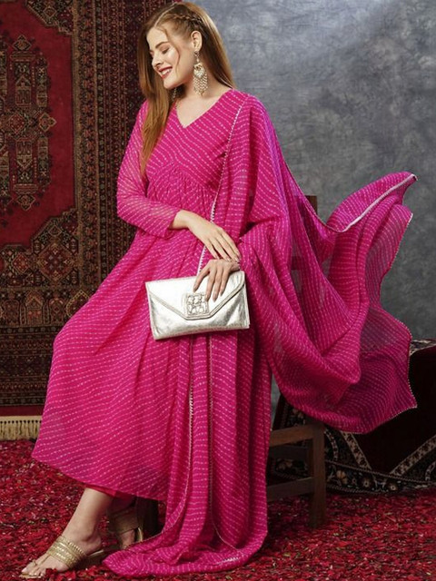 iEthniya Georgette A-Line Maxi Dress