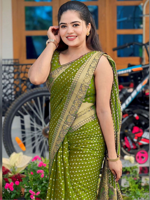 SANISA Woven Design Zari Silk Blend Saree - Image 5