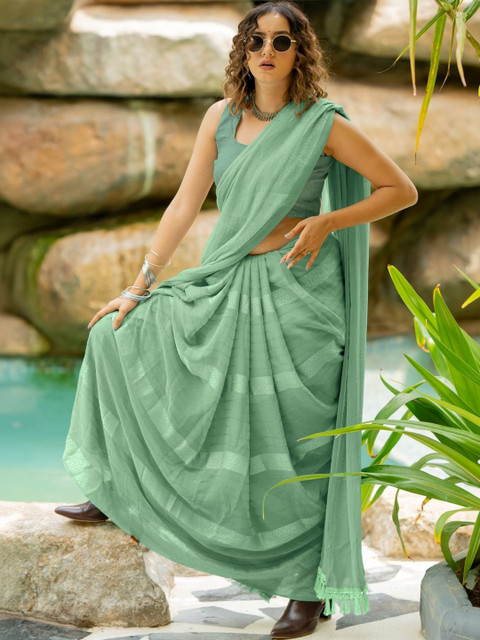 KALINI Woven Design Poly Georgette Saree