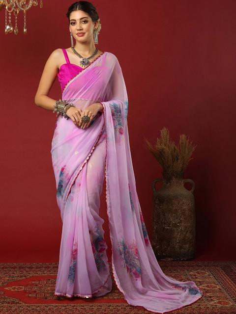 SANISA Floral Poly Georgette Saree