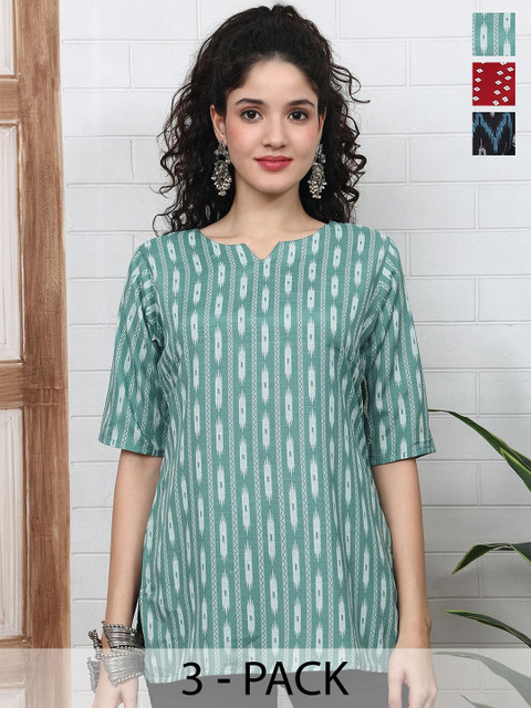 SZN Geometric Printed V-Neck Kurti
