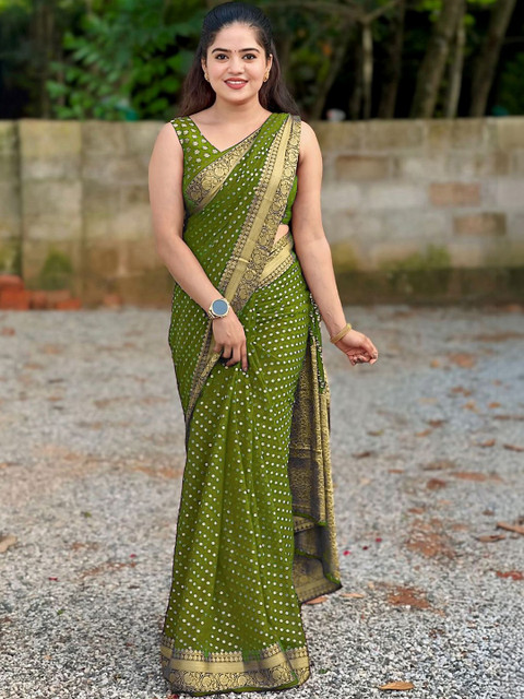 SANISA Woven Design Zari Silk Blend Saree