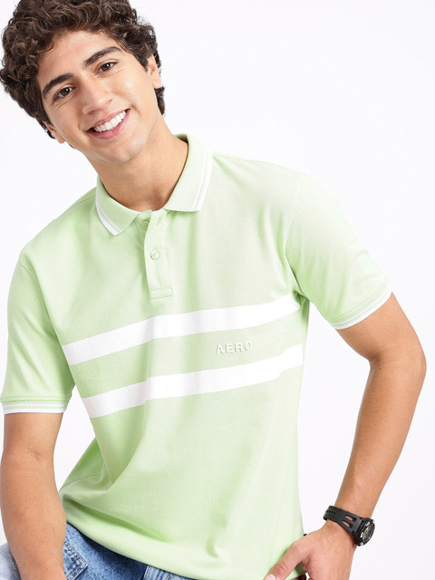 Aeropostale Striped Polo Collar Pure Cotton T-shirt
