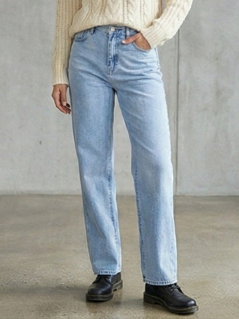 Shrutika Women Cotton Straight Fit High-Rise Stretchable Jeans