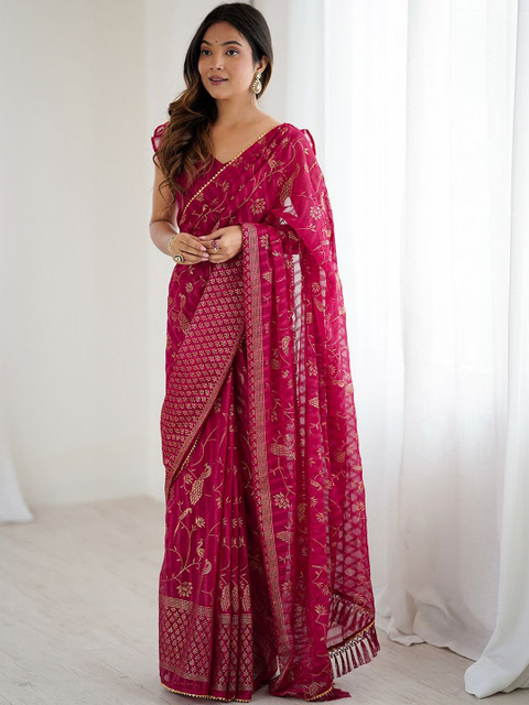 SANISA Ethnic Motifs Poly Georgette Designer Saree