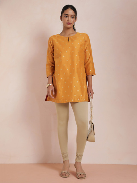 TWIN BIRDS Women Beige Solid Churidar-Length Leggings - Image 5