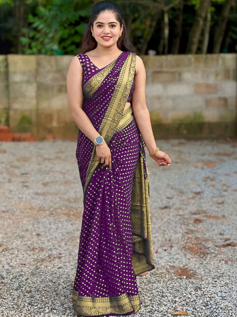 SANISA Woven Design Zari Silk Blend Saree