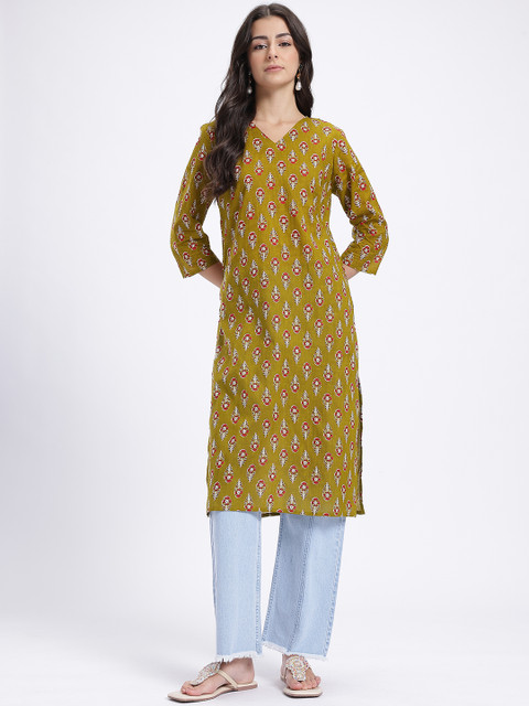 Anouk Rustic Ethnic Motifs Print Straight Kurta
