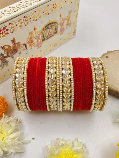 BeautyTrends Set Of 36 Gold-Plated Stone-Studded Bangle