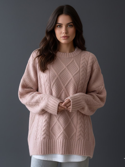 bebe Round Neck Long Sleeves Pullover Sweaters