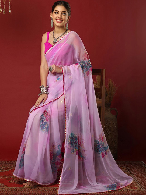 SANISA Floral Poly Georgette Saree - Image 2