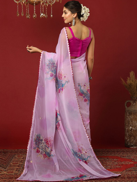 SANISA Floral Poly Georgette Saree - Image 3