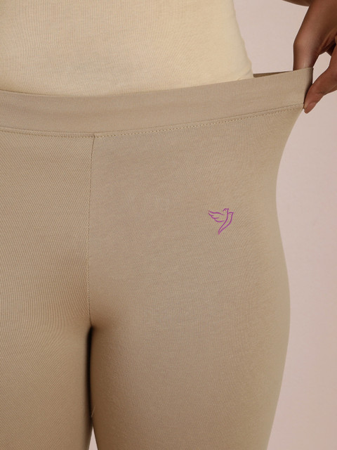 TWIN BIRDS Women Beige Solid Churidar-Length Leggings - Image 6