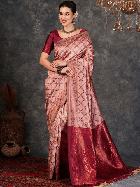 SANISA Woven Design Silk Blend Saree