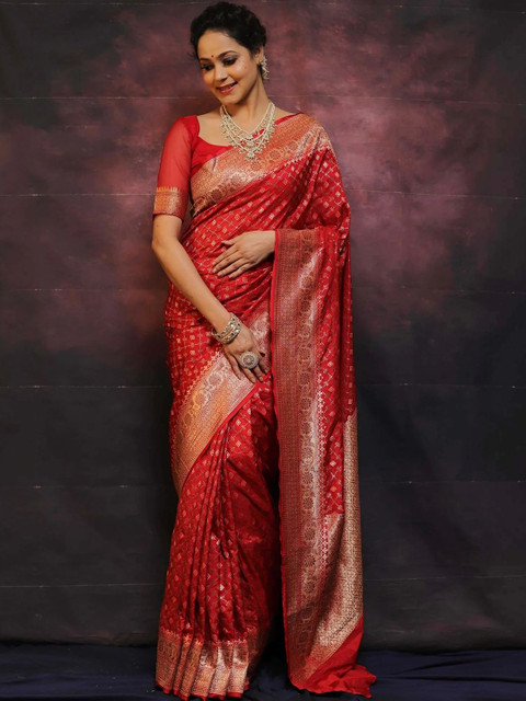 SANISA Woven Design Zari Silk Blend Saree