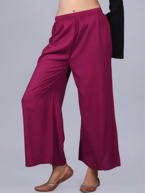 HouseOfTheSukh Women Flared Knitted Ethnic Palazzos