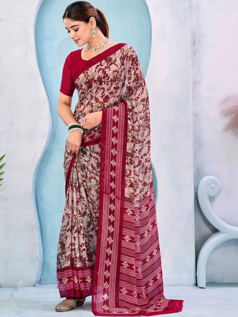 SANISA Floral Poly Georgette Designer Saree