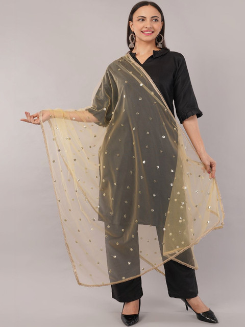 IVAARA Women Embroidered Sequins Net Dupatta With Lace