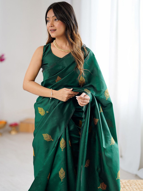 SANISA Ethnic Motifs Zari Silk Blend Handloom Saree - Image 4