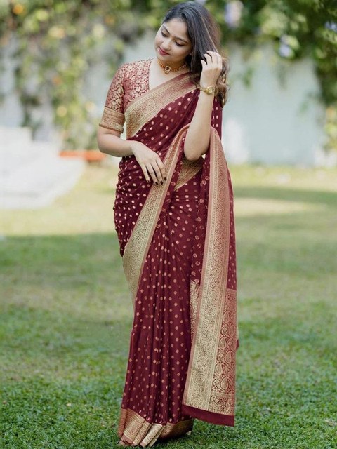 SANISA Ethnic Motifs Zari Silk Blend Saree