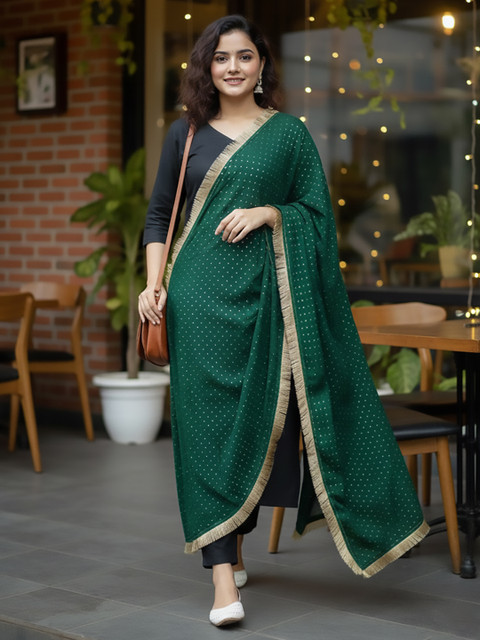Varanga Geometric Printed Dupatta With Fringed Border