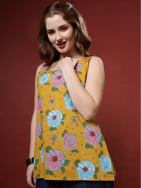 Anouk Rustic Floral Print Cotton Top - Image 5