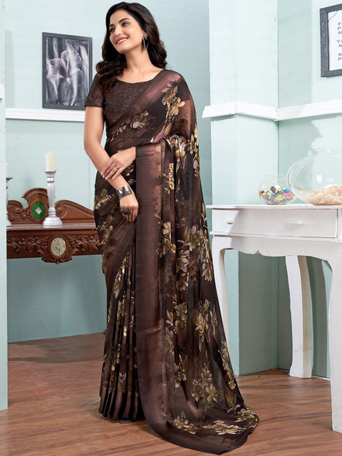 SANISA Floral Poly Georgette Saree