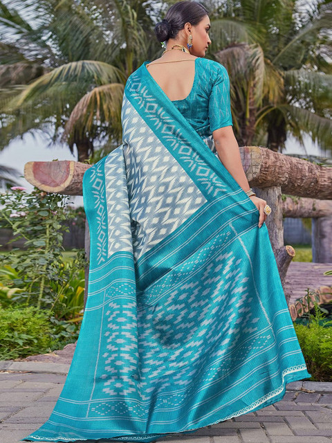 SANISA Ethnic Motifs Ikat Saree - Image 3