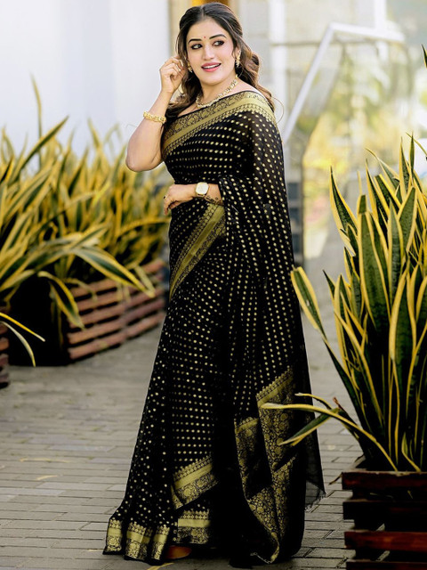 SANISA Ethnic Motifs Zari Silk Blend Designer Saree