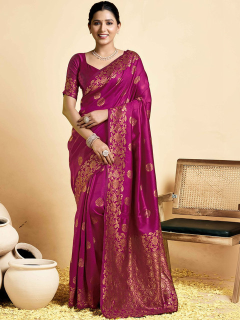 SANISA Woven Design Zari Silk Blend Saree