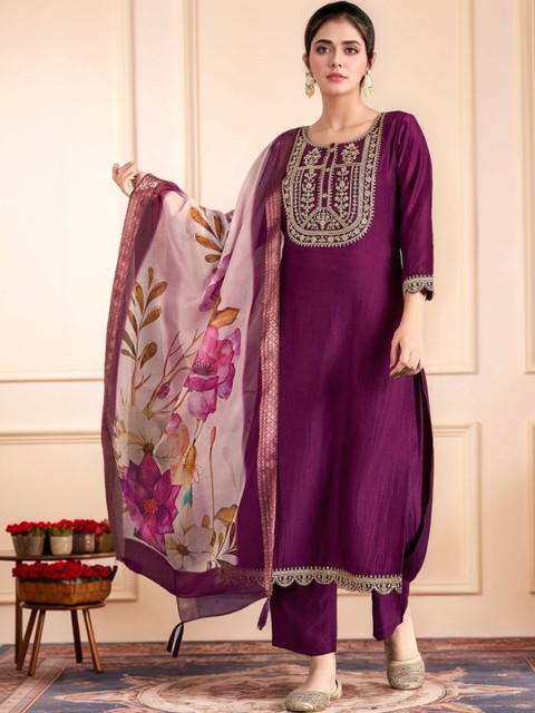 Anouk Rustic Women Regular Kurta with Trousers & With Dupatta