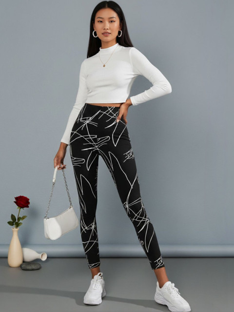 Moda Rapido Printed High Rise Ankle Length Gym Tights