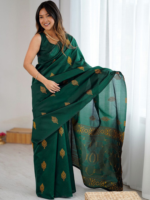 SANISA Ethnic Motifs Zari Silk Blend Handloom Saree - Image 2