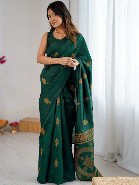 SANISA Ethnic Motifs Zari Silk Blend Handloom Saree - Image 5