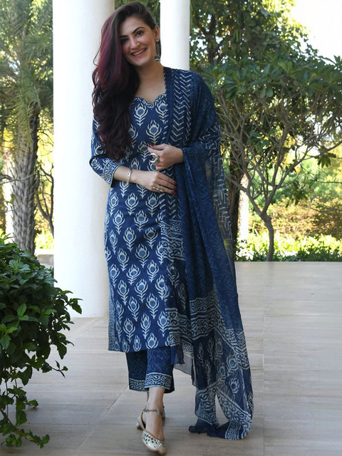 arangya Women Ethnic Motifs Printed Regular Kurta with Trousers & With Dupatta