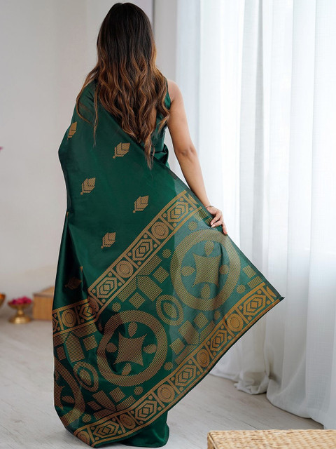 SANISA Ethnic Motifs Zari Silk Blend Handloom Saree - Image 3