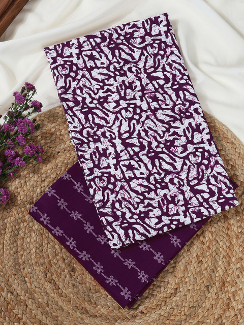 SALWAR STUDIO Abstract Printed Pure Cotton Unstitched Dress Material