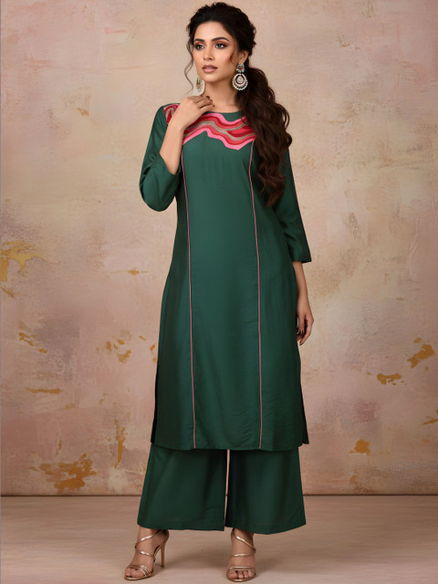 Dora Dori Embroidered Yoke Kurta & Palazzo