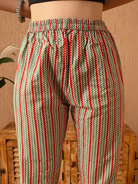 KALINI Women Ethnic Motifs Printed Regular Pure Cotton Kurta with Trousers & With Dupatta - Image 4