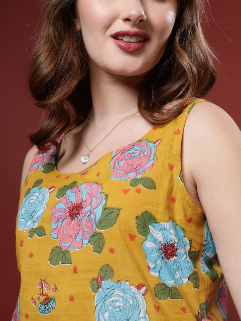 Anouk Rustic Floral Print Cotton Top - Image 6